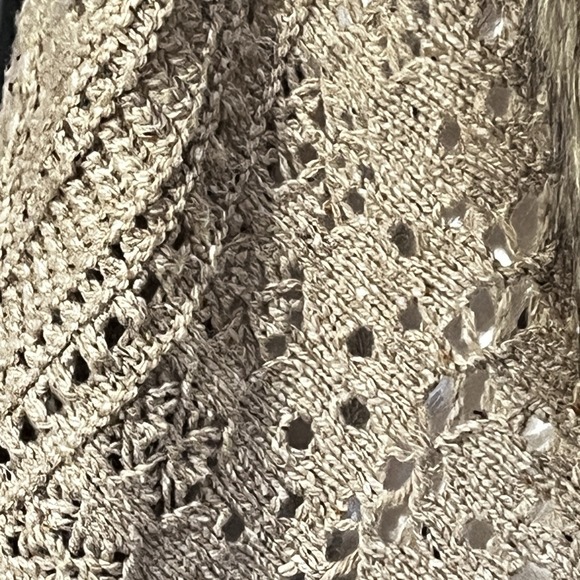 Crochet Vest Sz L Wool Blend Faux Fur Trim Mid-Length Hippie Boho Rustic Casual - Picture 8 of 13